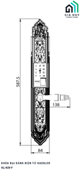Khóa đại sảnh điện tử Kassler KL - 929 F (Tân cổ điển - Mở khóa bằng FACE ID,  APP WIFI Mạ vàng 24K)