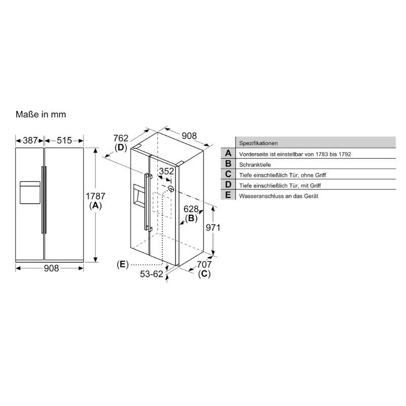 Tủ lạnh KAD93ABEP - Bosch Series 6 Độc lập Side by side