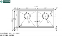 Chậu rửa bát Konox KN 8751DA - Retta (Inox 2 hộc đều)