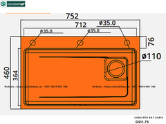 Chậu rửa bát Garis GS11.75 (Tích hợp hố phụ, 1 hộc,Inox 304, bề mặt phủ Nano màu xám ghi)