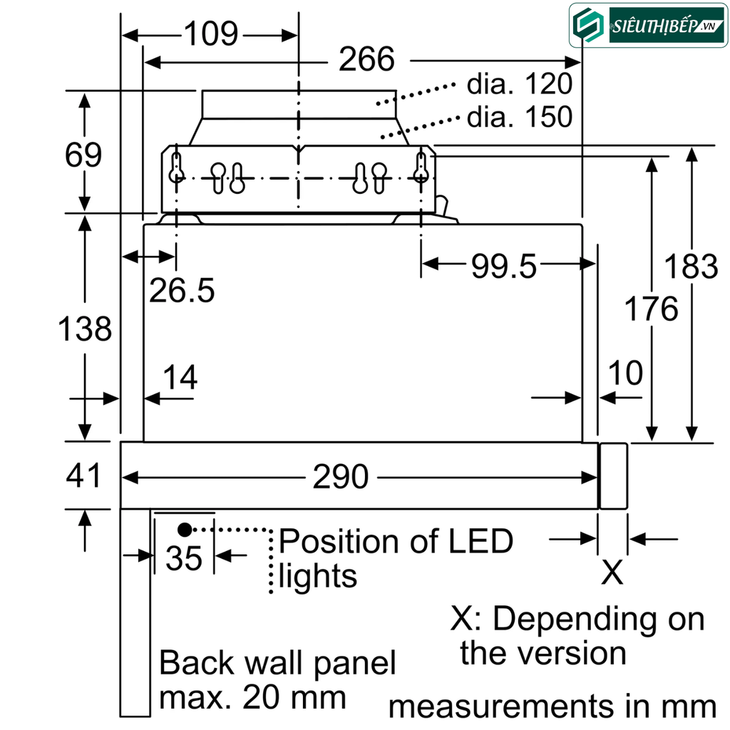 Máy hút mùi Bosch HMH DFM063W56B - Serie 2 (Âm tủ - Made in Germany)