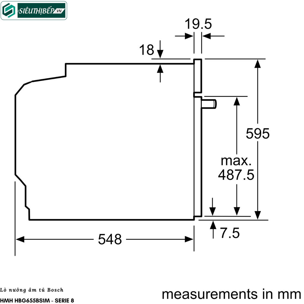 Lò nướng Bosch HMH HBG655BS1M - Serie 8 (71 Lít - Âm tủ)