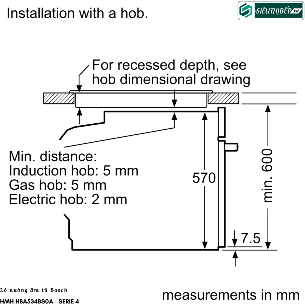 Lò nướng Bosch HMH HBA534BS0A - Serie 4  (71 Lít - Âm tủ)