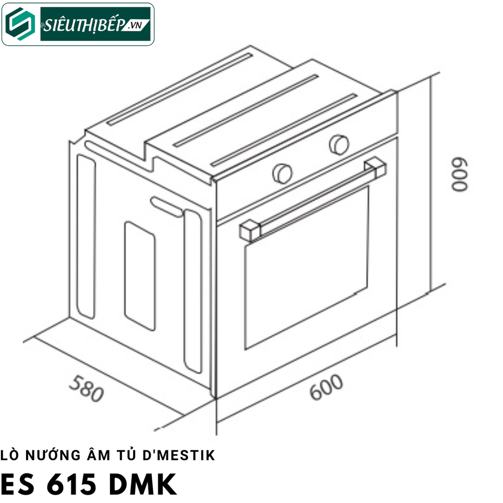 Lò nướng D'mestik ES 615 DMK (60 Lít - Âm tủ)