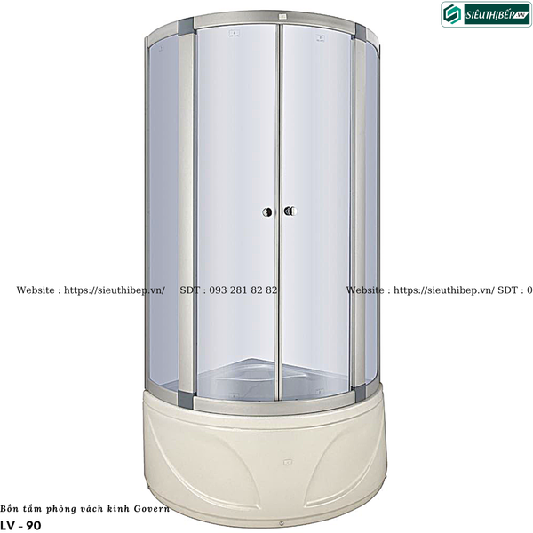Bồn tắm phòng vách kính Govern LV - 90 (Đế cao, kính Trắng)