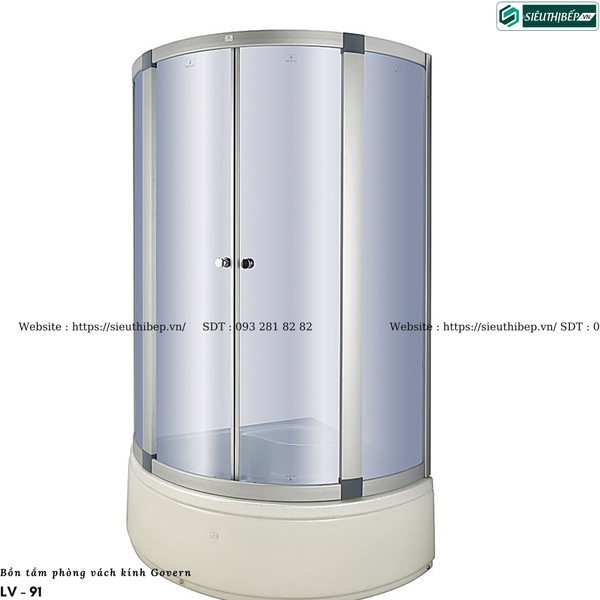 Bồn tắm phòng vách kính Govern LV - 91 (Đế lửng, kính Trắng)