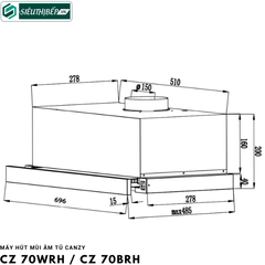 Máy hút mùi Canzy CZ 70WRH / CZ 70BRH (Âm tủ - Made In Malaysia)