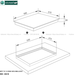 Bếp từ Malloca MH - 03I N (3 vùng nấu - Kính đen chấm bi chìm)