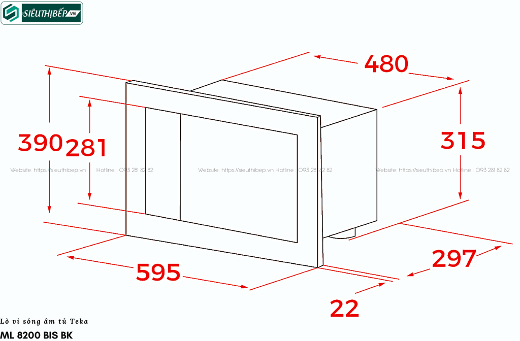 Lò vi sóng Teka ML 8200 BIS BK (20 Lít - Âm tủ)