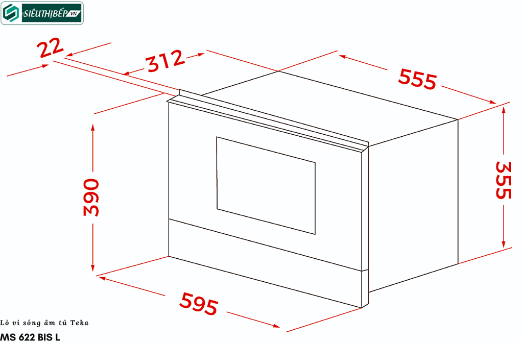 Lò vi sóng Teka MS 622 BIS L (22 Lít - Âm tủ)