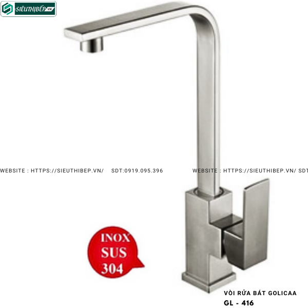 Vòi rửa bát Golicaa GL - 416 / GL - 416B (Inox 304 - Nóng lạnh)