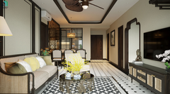 Thiết kế nội thất chung cư GOLDMARK CITY - Phong cách Indochine (Đông Dương)