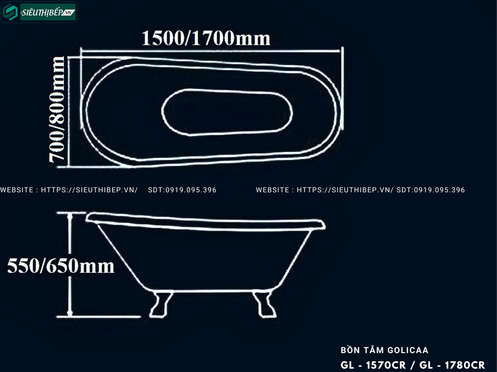 Bồn tắm Golicaa GL - 1570CR / GL - 1780CR