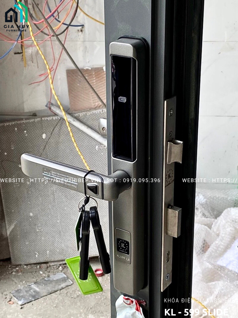 Khóa điện tử Kassler KL - 599 SLIDE mở khóa bằng APP điện thoại thông minh (Chuyên dụng cho cửa nhôm Xingfa, sắt)