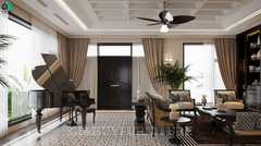 Thiết kế nội thất biệt thự ECOPARK - Phong cách Indochine Luxury