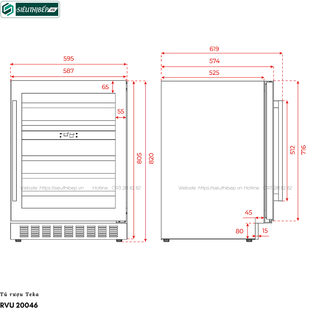 Tủ rượu Teka RVU 20046 (Lắp âm hoặc độc lập - 46 chai)