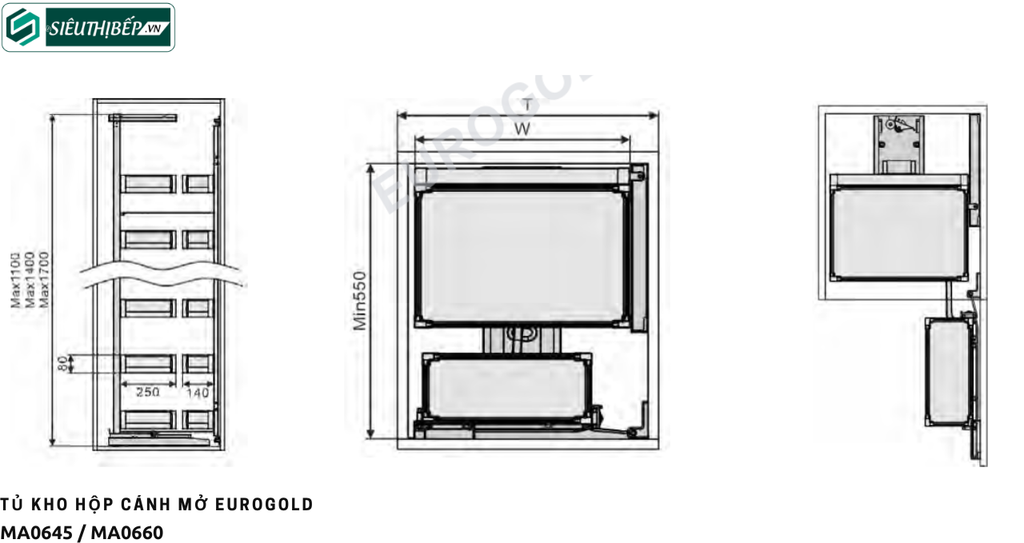 Tủ kho Eurogold MA0645 / MA0660 (Inox hộp cánh mở)