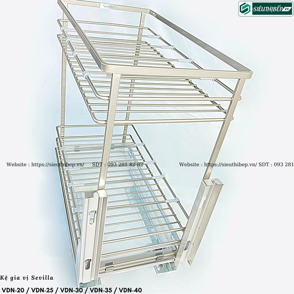 Kệ gia vị Sevilla VDN-20 / VDN-25 / VDN-30 / VDN-35 / VDN-40 (Inox nan dẹt phủ Nano)