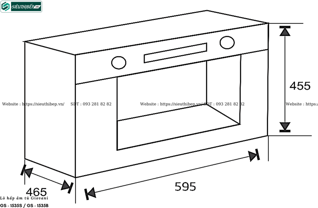 Lò hấp Giovani GS - 1535S / GS - 1535B (Âm tủ - 35 Lít)