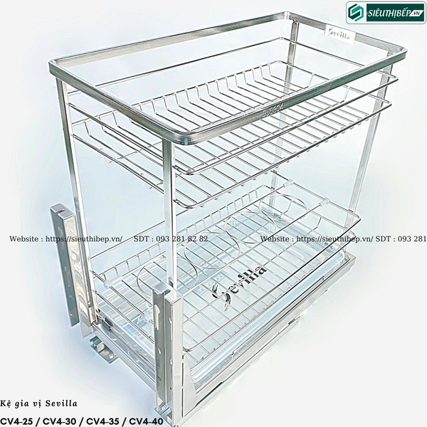 Kệ gia vị Sevilla CV4-25 / CV4-30 / CV4-35 / CV4-40 (Inox 304 nan dẹt)