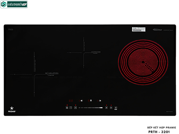 Bếp kết hợp Pramie PRTH - 3201 (Từ kết hợp điện 3 vùng nấu -  Made in Thailand)
