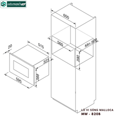 Lò vi sóng Malloca MW - 820B (Âm tủ - 20 Lít)