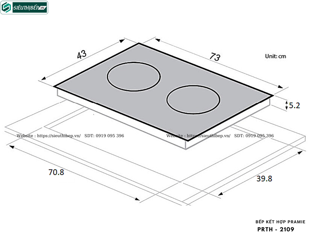 Bếp kết hợp Pramie PRTH - 2109 (Từ kết hợp điện -  Made in Thailand)