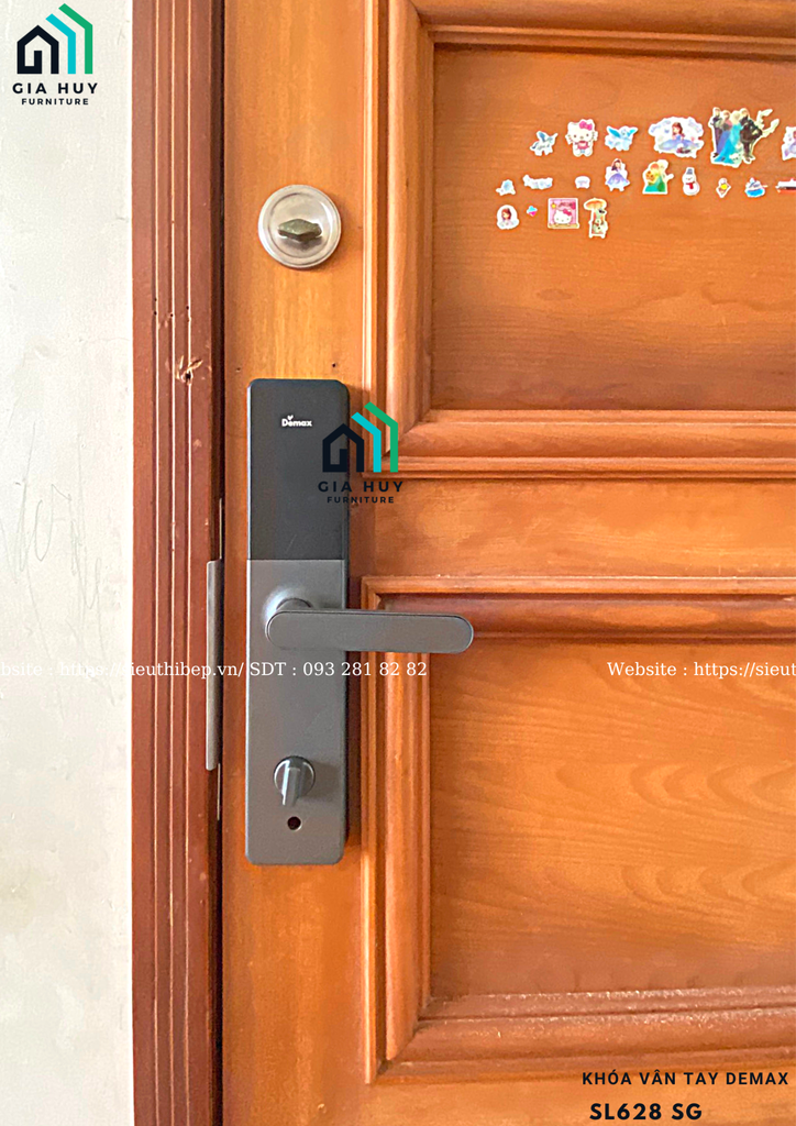 Khóa điện tử Demax SL628 CB / SL628 SG (Nâu Coffee / Xám xước - Mở khóa bằng APP WIFI thông minh)