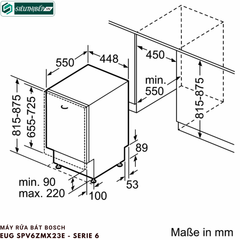 Máy rửa bát Bosch EUG SPV6ZMX23E - Serie 6 (Âm toàn phần - 10 bộ bát đĩa Châu ÂU)