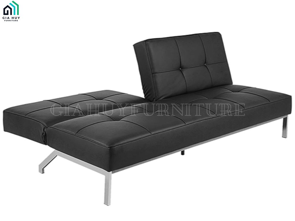 Bộ Sofa giường PERUGIA (Vải Enjoy / PU , Màu xám đậm / Màu đen)