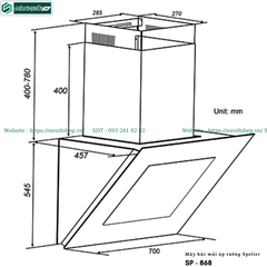 Máy hút mùi Spelier SP - 868 (Áp tường - Kính vát)