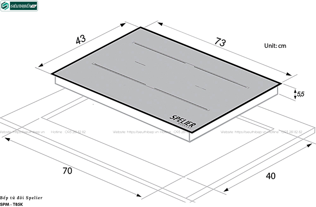 Bếp từ đôi Spelier SPM - T85K (Made in Malaysia)