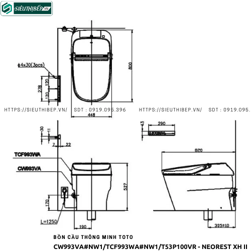 Bồn cầu thông minh TOTO CW993VA#NW1/TCF993WA#NW1/T53P100VR - NEOREST XH II