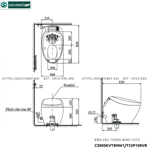 Bồn cầu thông minh TOTO CS900KVT#NW1/T53P100VR - NEOREST NX I