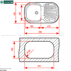 Chậu rửa bát Teka STYLO 1B.1D (Inox 1 hộc rửa, 1 bàn chờ - Made in Spain)