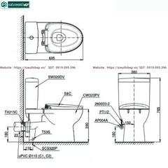 Bồn cầu 2 khối TOTO CS320PDRT3#W (Nắp Đóng Êm TC385VS)