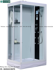 Phòng tắm xông hơi ướt Nofer VS - 86152AS White/Black (Hệ thống massage lưng thư giãn)