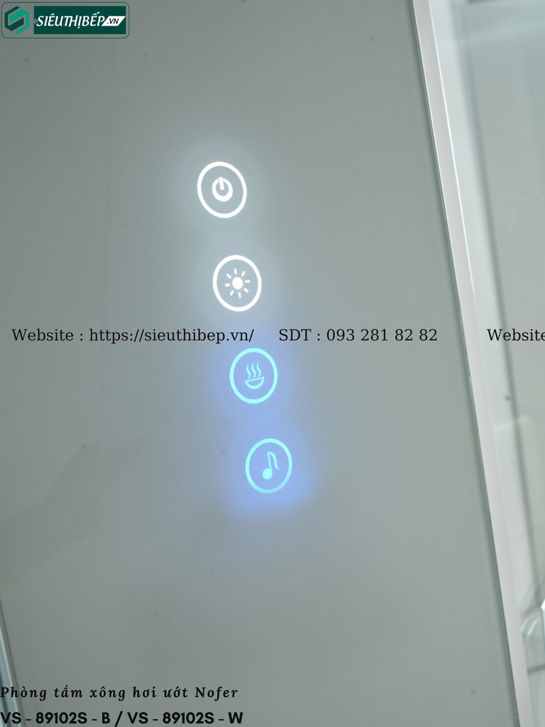 Phòng tắm xông hơi ướt Nofer VS - 89102S - B / VS - 89102S - W (Công nghệ Châu Âu)