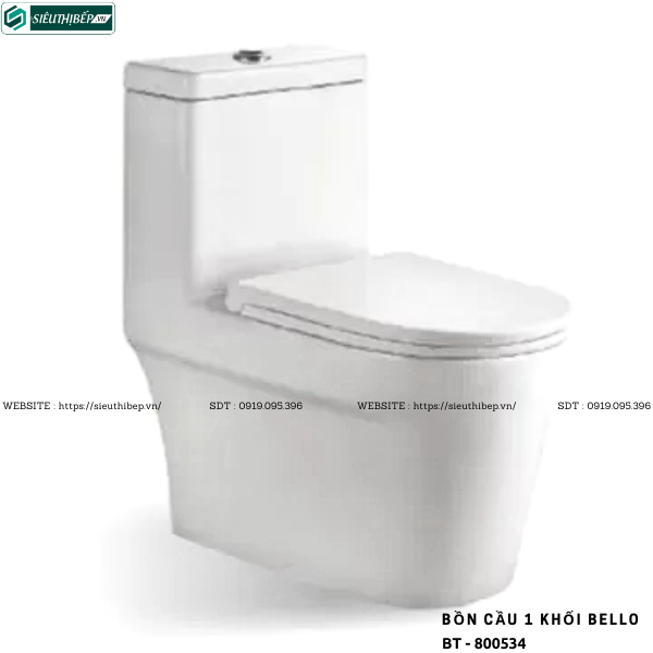 Bồn cầu 1 khối Bello BT - 800534 (Nắp Êm)