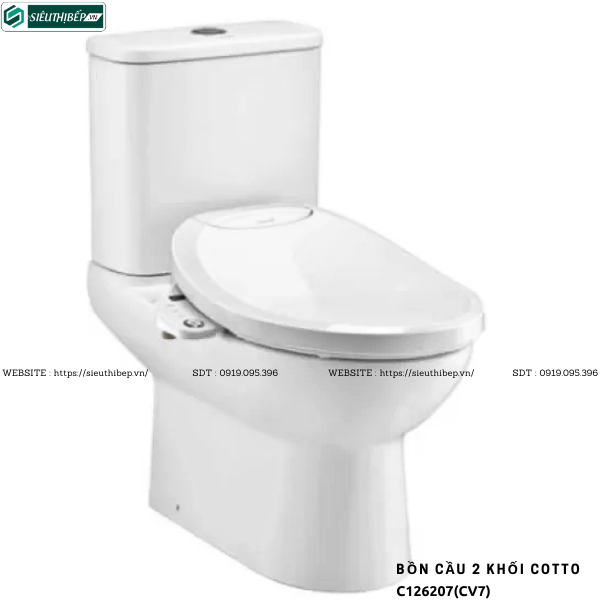 Bồn cầu 2 khối COTTO C126207(CV7) - Nắp Rửa Điện Tử