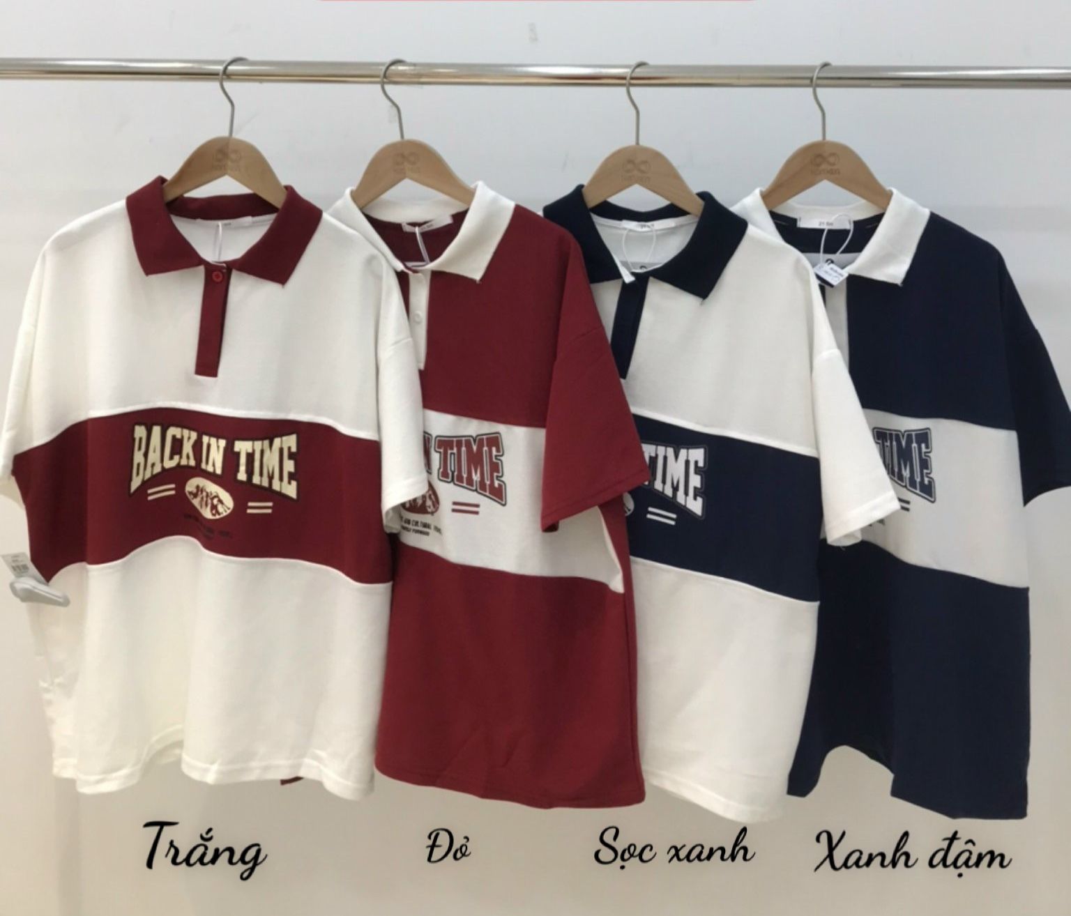  Áo Thun Polo BACK IN TIME Cổ Phối Màu Mã 89062 