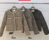  Áo Khoác Dạ Tweed Túi Vuông Viền Màu Mã 2509 