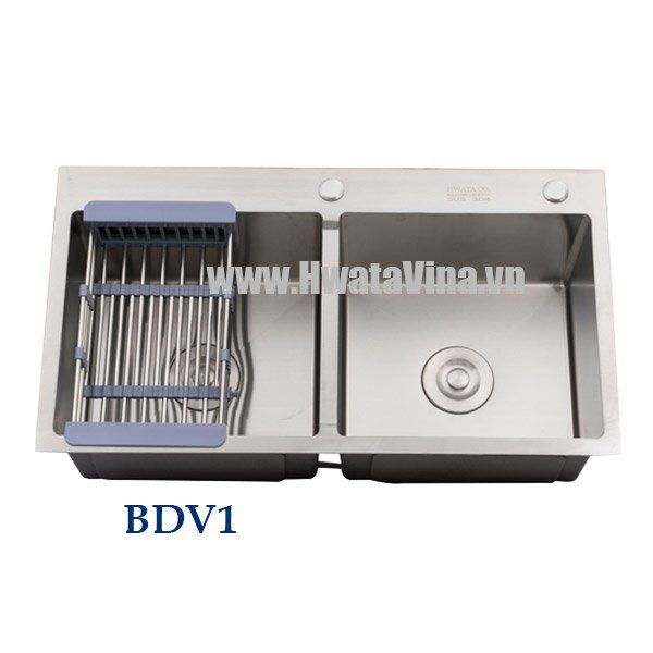 Chậu rửa inox hai hộc vuông Hwata - BDV1