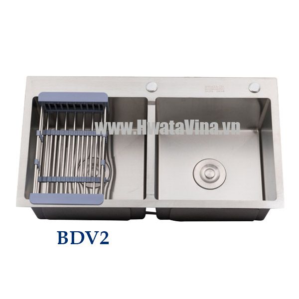 Chậu rửa inox hai hộc vuông Hwata - BDV2