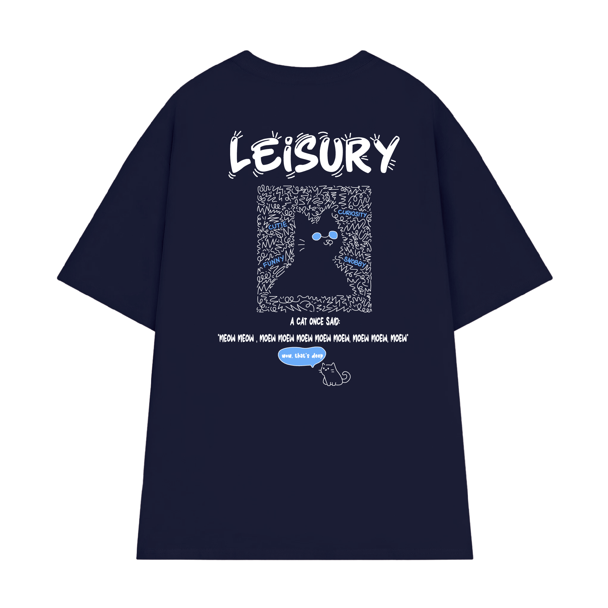 CAT QUOTE T-SHIRT / NAVY