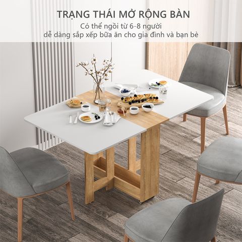 Bàn Ăn Thông Minh Có Bánh Xe - Vân Gỗ Trắng - GP97.41