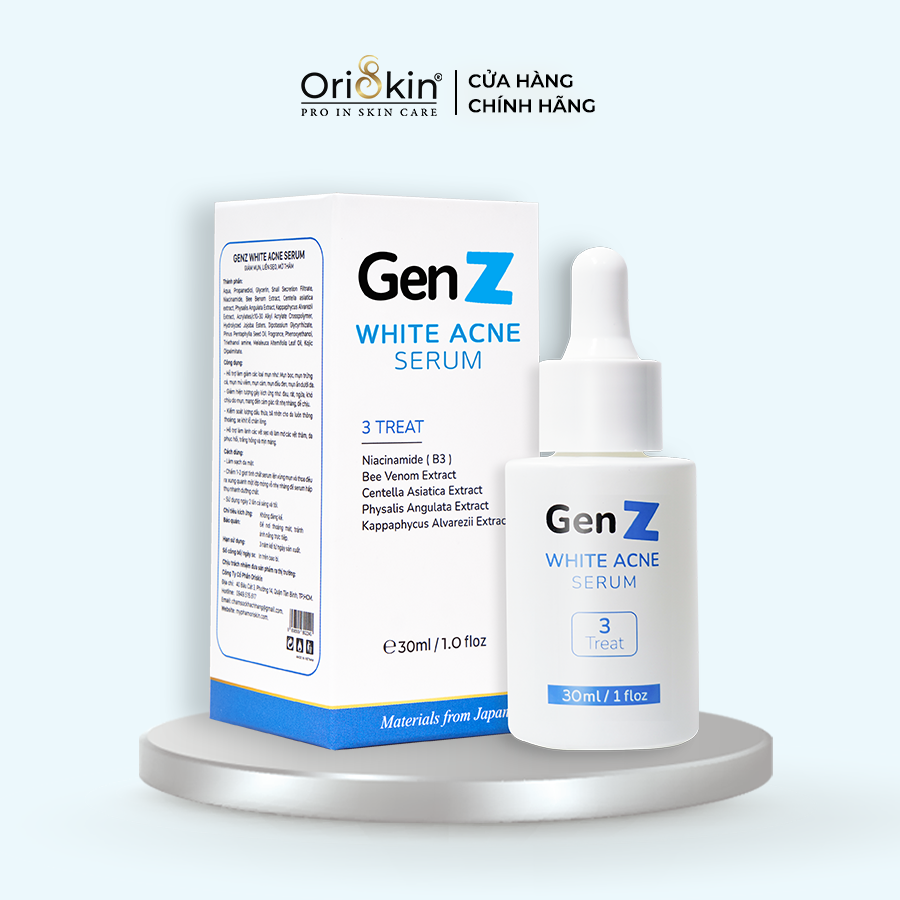 Serum Giảm Mụn Oriskin GenZ White Acne Serum Loại Bỏ Các Loại Mụn Viêm, Trứng Cá Và Mụn Đầu Đen 15ml