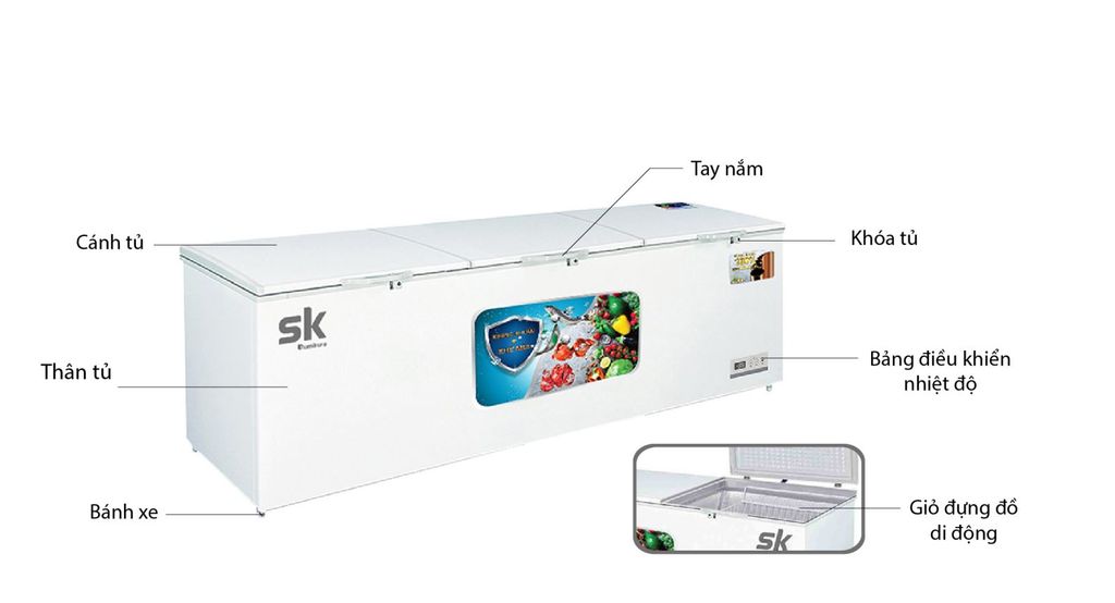 Tủ Đông Sumikura SKF-1600S, 3 Cánh 1600 Lít