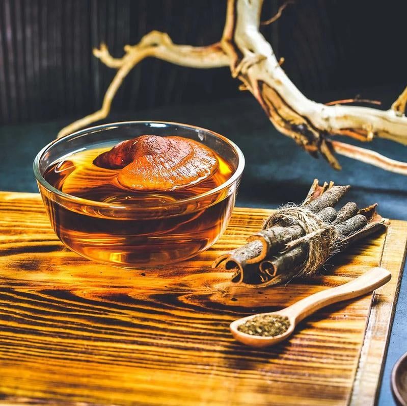 Nấm linh chi đỏ Đà Lạt còn nguyên bào tử nấm, Dalat Cordyceps, loại thái lát