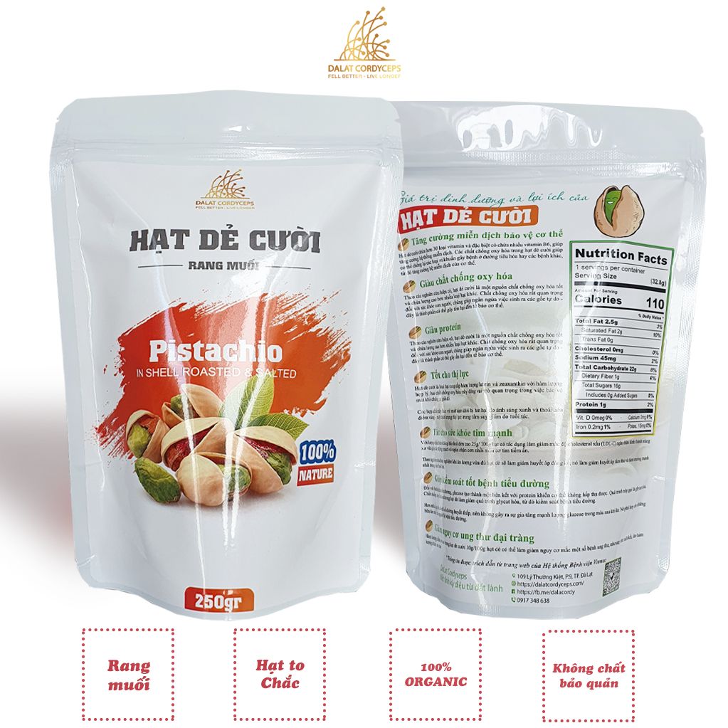 Hạt dẻ cười rang muối - Dalat Cordyceps - loại cao cấp